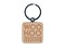 Woo Hoo Outline Fun Text Engraved Wood Square Keychain Tag Charm